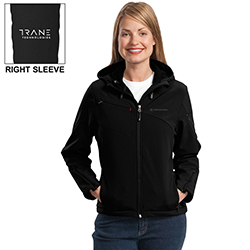 LADIES TEXTURED HOODED SOFTSHEL JACKET